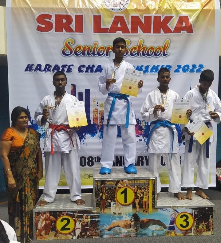 Congratulations to R.M. Venuja Manumitha who has won the silver medal in the under 16 brown belt (3 2 1 Q) 47 kg weight category at the Sri Lanka senior school karate championship 2022